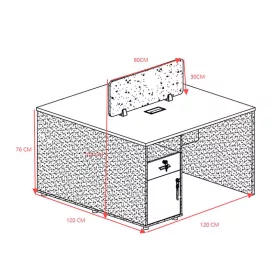   Professional 2-seater Dakota pakoworld desk in walnut-anthracite shade 120x120x76cm