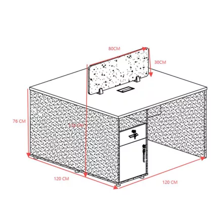 Professional 2-seater Dakota pakoworld desk in walnut-anthracite shade 120x120x76cm