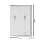 Four-leaf wardrobe Karter pakoworld white melamine 121x48x180cm