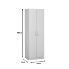 2 doors wardrobe Jonar pakoworld white color melamine 60x42x180cm