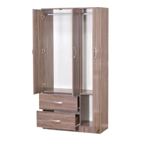   Wardrobe Zelia pakoworld with 2 doors and drawers in walnut color 90x42x180cm