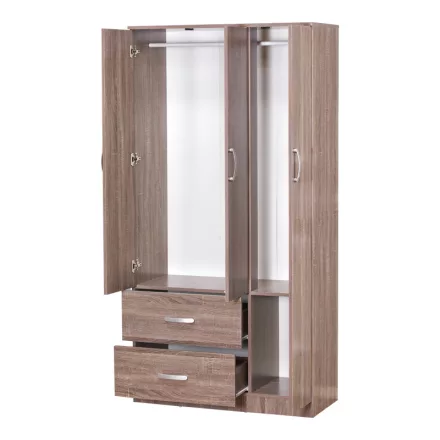 Wardrobe Zelia pakoworld with 2 doors and drawers in walnut color 90x42x180cm