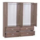 Zelia I pakoworld four-leaf wardrobe with 4 drawers walnut color 158x42x180cm