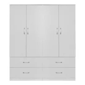   Zelia A pakoworld four-leaf wardrobe with 4 drawers color white 158x42x180cm