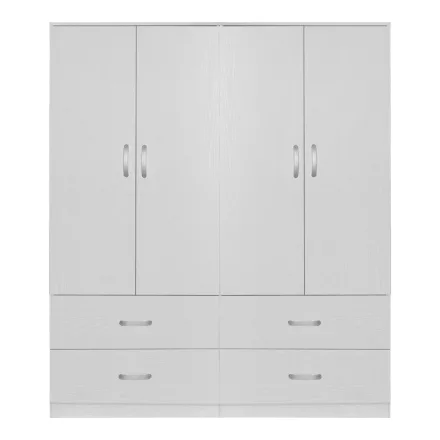 Zelia A pakoworld four-leaf wardrobe with 4 drawers color white 158x42x180cm