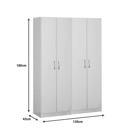   Four-leaf wardrobe Jonar I pakoworld color white 120x42x180cm
