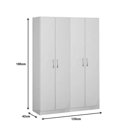 Four-leaf wardrobe Jonar I pakoworld color white 120x42x180cm