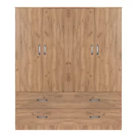   Zelia B pakoworld four-leaf wardrobe with 4 drawers natural color 158x42x180cm