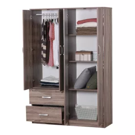   Zelia pakoworld four-leaf wardrobe with 2 drawers in sonoma-oak shade 120x42x180cm