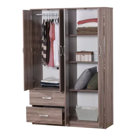Zelia pakoworld four-leaf wardrobe with 2 drawers in sonoma-oak shade 120x42x180cm