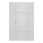 Four-leaf wardrobe with mezzanine Zelia A pakoworld with 4 drawers, white color 158x42x240cm
