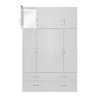 Four-leaf wardrobe with mezzanine Zelia A pakoworld with 4 drawers, white color 158x42x240cm