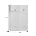 Four-leaf wardrobe with mezzanine Zelia A pakoworld with 4 drawers, white color 158x42x240cm