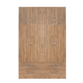   Four-leaf wardrobe with mezzanine Zelia B pakoworld with 4 drawers oak color 158x42x240cm