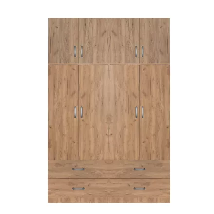 Four-leaf wardrobe with mezzanine Zelia B pakoworld with 4 drawers oak color 158x42x240cm