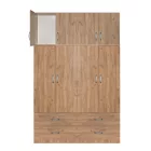 Four-leaf wardrobe with mezzanine Zelia B pakoworld with 4 drawers oak color 158x42x240cm