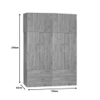 Four-leaf wardrobe with mezzanine Zelia B pakoworld with 4 drawers oak color 158x42x240cm