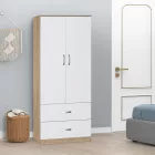 Zelia pakoworld two-leaf wardrobe with 2 drawers white-oak color 79x42x180cm