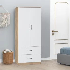   Zelia pakoworld two-leaf wardrobe with 2 drawers white-oak color 79x42x180cm
