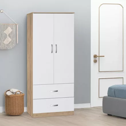 Zelia pakoworld two-leaf wardrobe with 2 drawers white-oak color 79x42x180cm