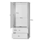 Zelia pakoworld two-leaf wardrobe with 2 drawers white-oak color 79x42x180cm