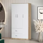 Wardrobe Zelia pakoworld with 2 doors and drawers in white-oak color 90x42x180cm