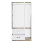 Wardrobe Zelia pakoworld with 2 doors and drawers in white-oak color 90x42x180cm