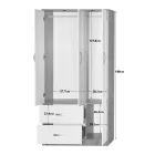 Wardrobe Zelia pakoworld with 2 doors and drawers in white-oak color 90x42x180cm