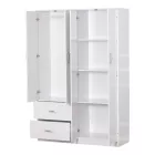 Four-leaf wardrobe with loft Zelia pakoworld with 2 drawers in white 120x42x240cm