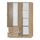Four-leaf wardrobe with loft Zelia pakoworld with 2 drawers in oak 120x42x240cm