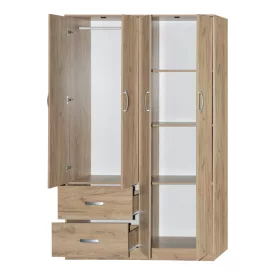   Four-leaf wardrobe with loft Zelia pakoworld with 2 drawers in oak 120x42x240cm