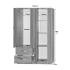 Four-leaf wardrobe with loft Zelia pakoworld with 2 drawers in oak 120x42x240cm