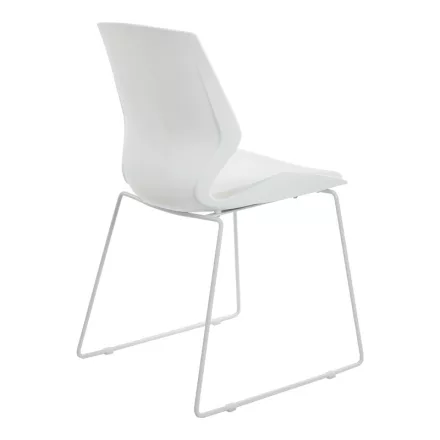 Visitor office chair Genuine pakoworld white pp with ivory color cushion 47x52x85cm