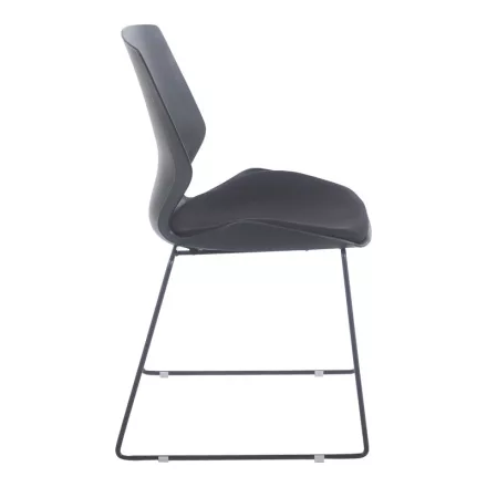 Genuine pakoworld PP-PU visitor chair in black with cushion 47x52x85cm