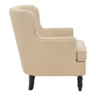 Αrmchair Keisi pakoworld beige fabric-rubberwood leg in black shade 81.5x84x92.5cm