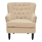 Αrmchair Keisi pakoworld beige fabric-rubberwood leg in black shade 81.5x84x92.5cm