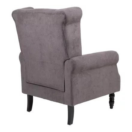 Armchair Piore pakoworld dark grey fabric and black rubberwood leg 77x80x106cm