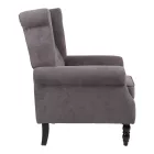 Armchair Piore pakoworld dark grey fabric and black rubberwood leg 77x80x106cm