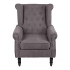 Armchair Piore pakoworld dark grey fabric and black rubberwood leg 77x80x106cm
