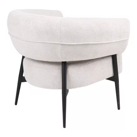 Armchair Penfel pakoworld cream fabric and black metal legs 85x72x73cm