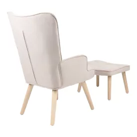   Armchair with footstool Melisia pakoworld fabric beige-natural color wooden leg 59x67x94cm