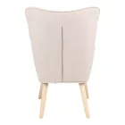 Armchair with footstool Melisia pakoworld fabric beige-natural color wooden leg 59x67x94cm