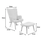 Armchair with footstool Melisia pakoworld fabric beige-natural color wooden leg 59x67x94cm