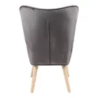 Armchair with footstool Melisia pakoworld velvet grey-natural color wooden leg 59x67x94cm