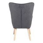 Armchair with footstool Melisia pakoworld fabric dark grey-natural color wooden leg 59x67x94cm