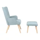 Armchair with footstool Melisia pakoworld mint green fabric -natural color wooden leg 59x67x94cm
