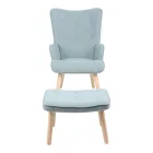 Armchair with footstool Melisia pakoworld mint green fabric -natural color wooden leg 59x67x94cm