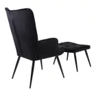 Armchair with footstool Siella pakoworld black velvet-black metal leg 59x67x94cm