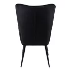 Armchair with footstool Siella pakoworld black velvet-black metal leg 59x67x94cm