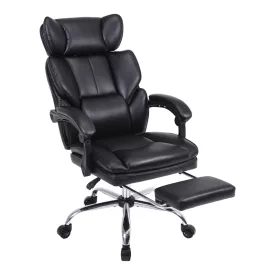   Manager's office chair with footrest Zance pakoworld black pu-chrome metal leg 70x66x112-120cm